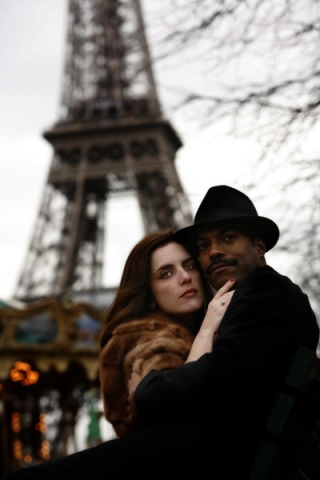 Love near the Eiffel Tower.